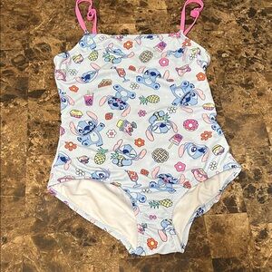 Kids Cartoon Print One Piece Swimsuit - Blue and Pink